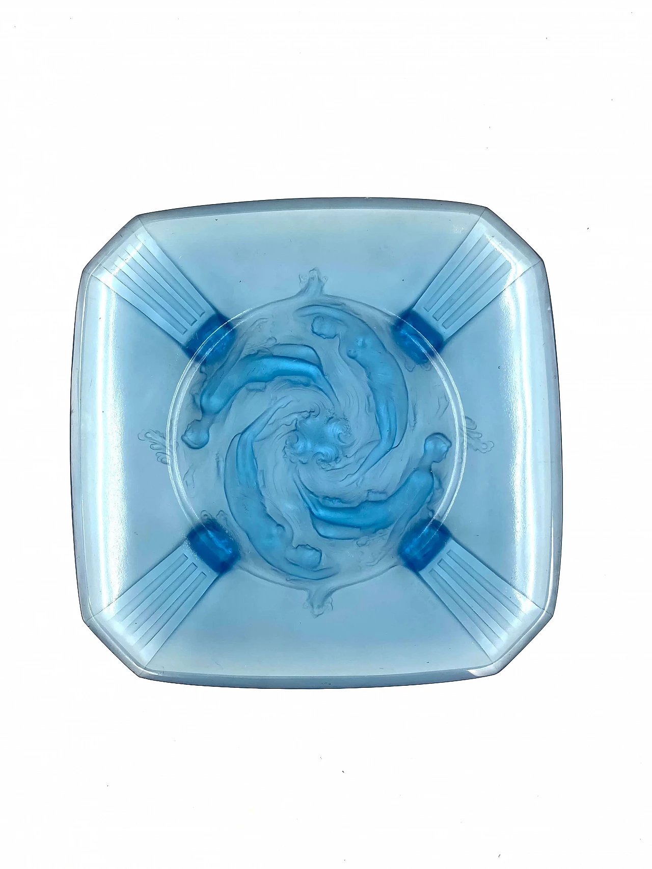 'Naiads' molded glass tray by Verreries Des Hanots, France, 1930s 4