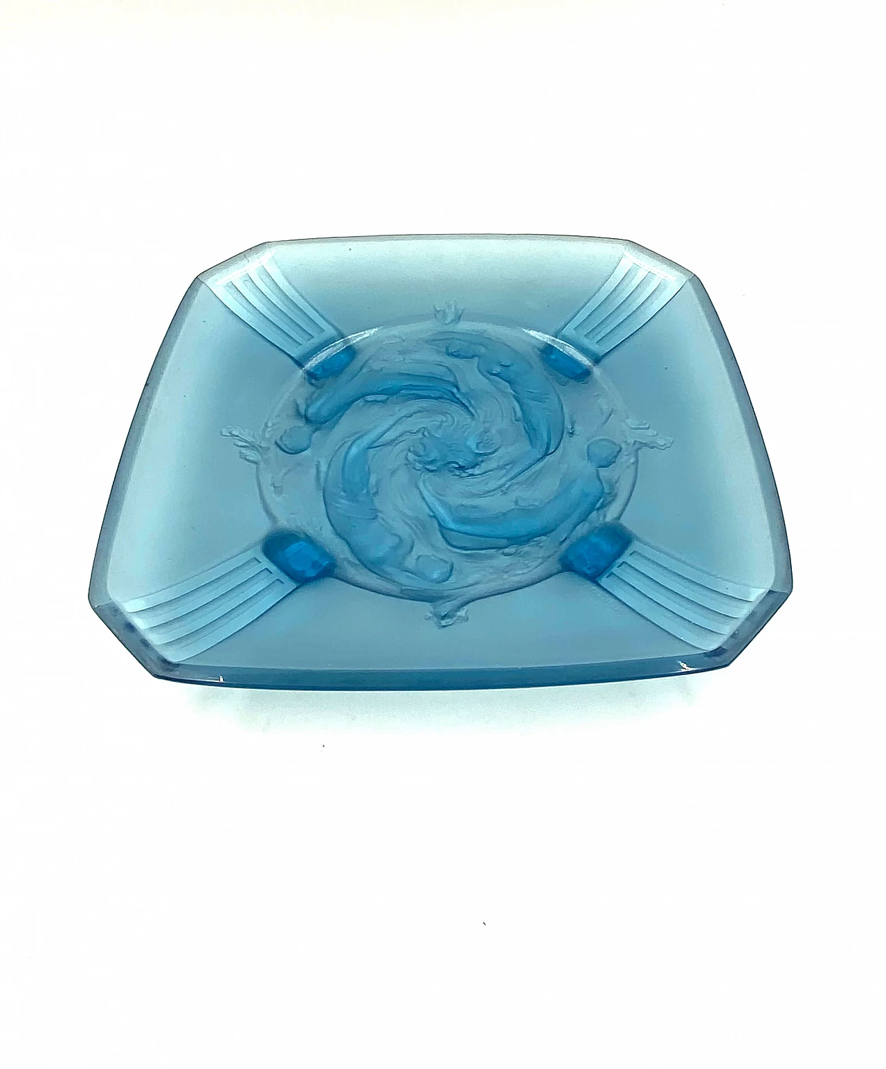 'Naiads' molded glass tray by Verreries Des Hanots, France, 1930s 7