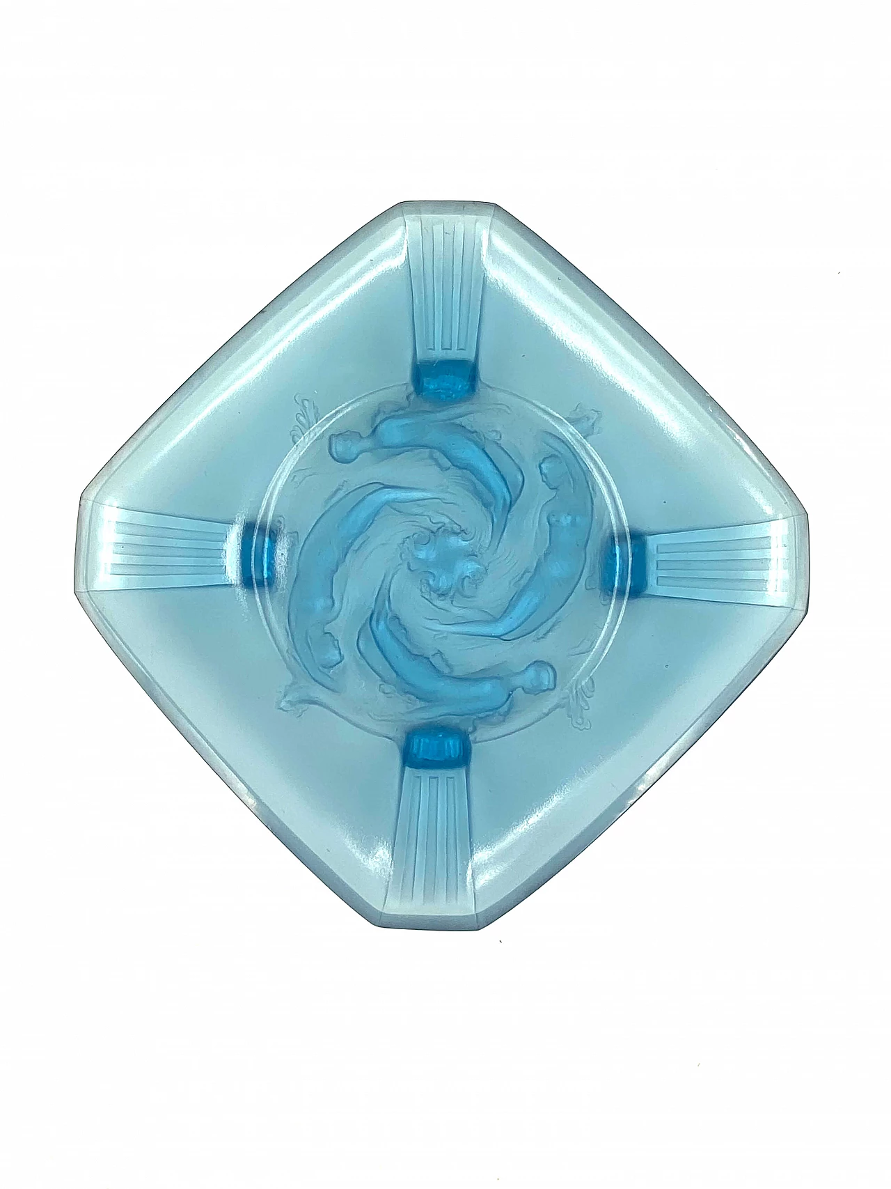 'Naiads' molded glass tray by Verreries Des Hanots, France, 1930s 11