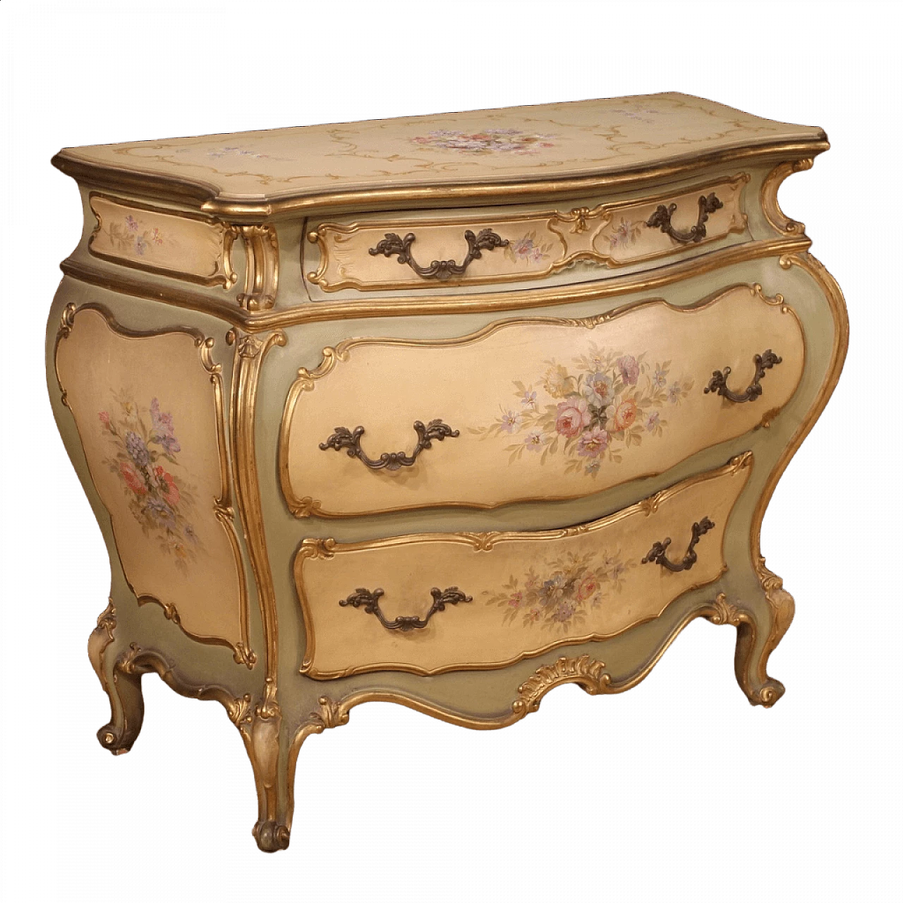 Venetian lacquered and hand-painted dresser with floral motifs 13