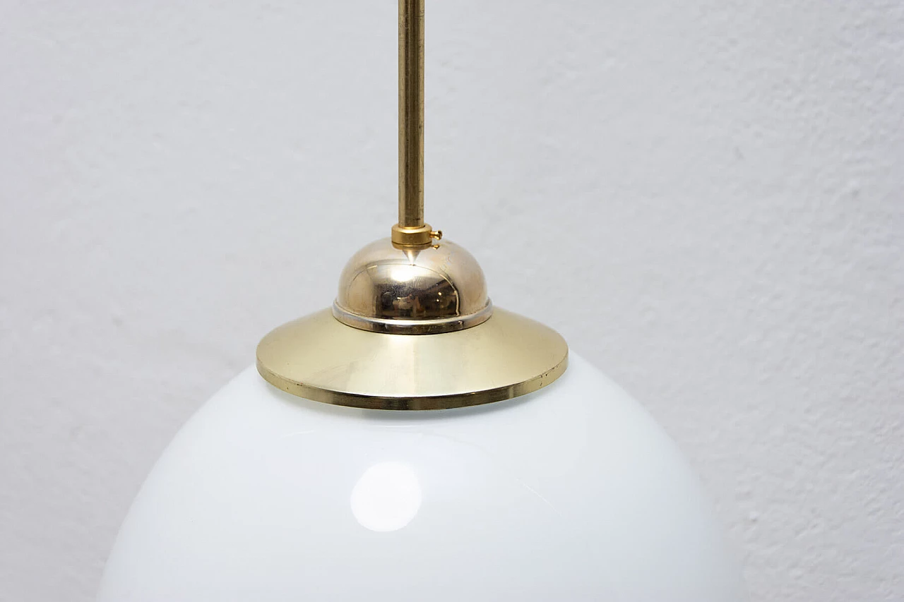 Lampadario in stile Bauhaus in vetro e ottone, anni '30 6