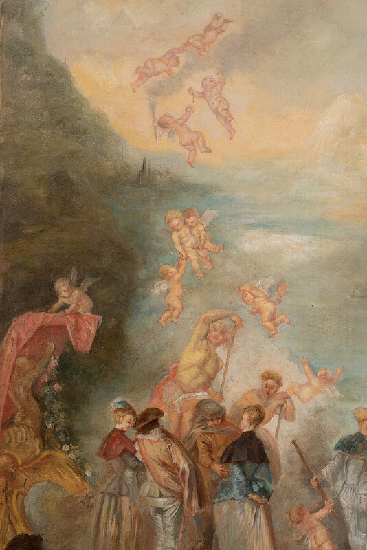 Oil on canvas painting depicting gallant scene, 19th century 3