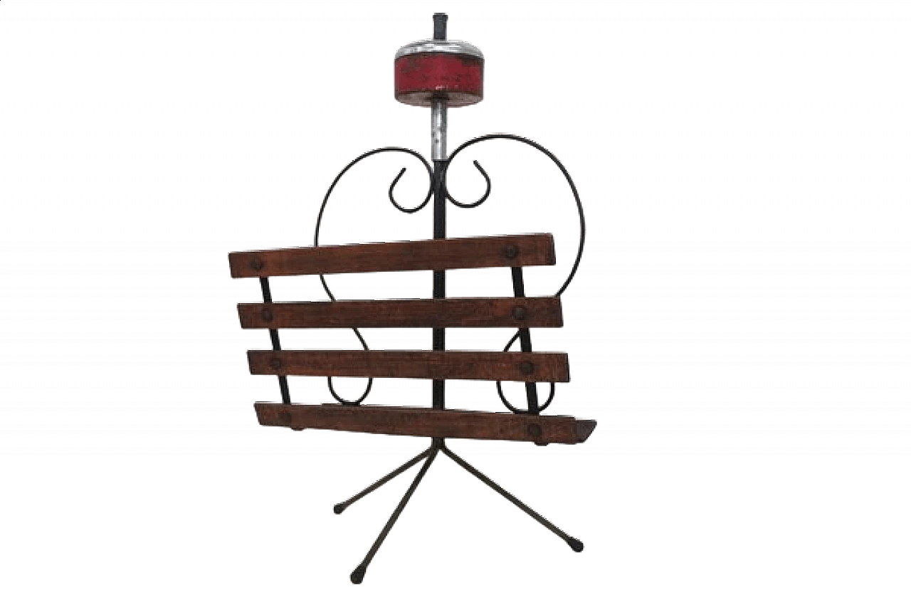Combined wood and iron ashtray and magazine rack, 1950s 1406704