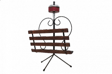 Combined wood and iron ashtray and magazine rack, 1950s