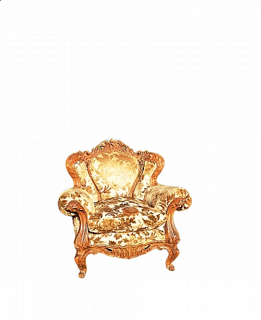 Sicilian Baroque style armchair in Sanderson fabric, 1970s