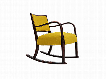 50s, Danish design by Fritz Hansen, renovated rocking chair, KVADRAT furniture wool