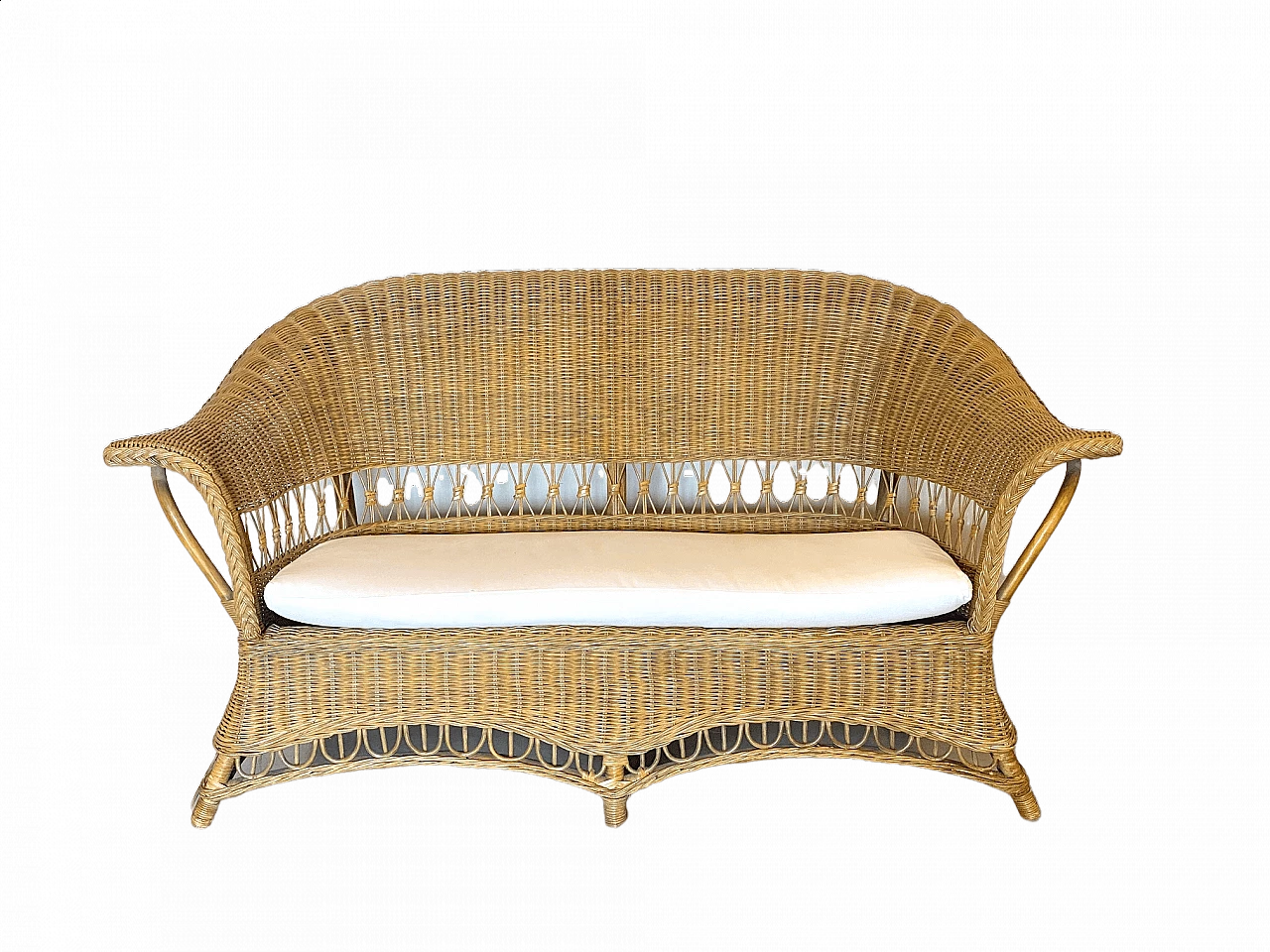 Divano in vimini e bambù, anni '70 intOndo