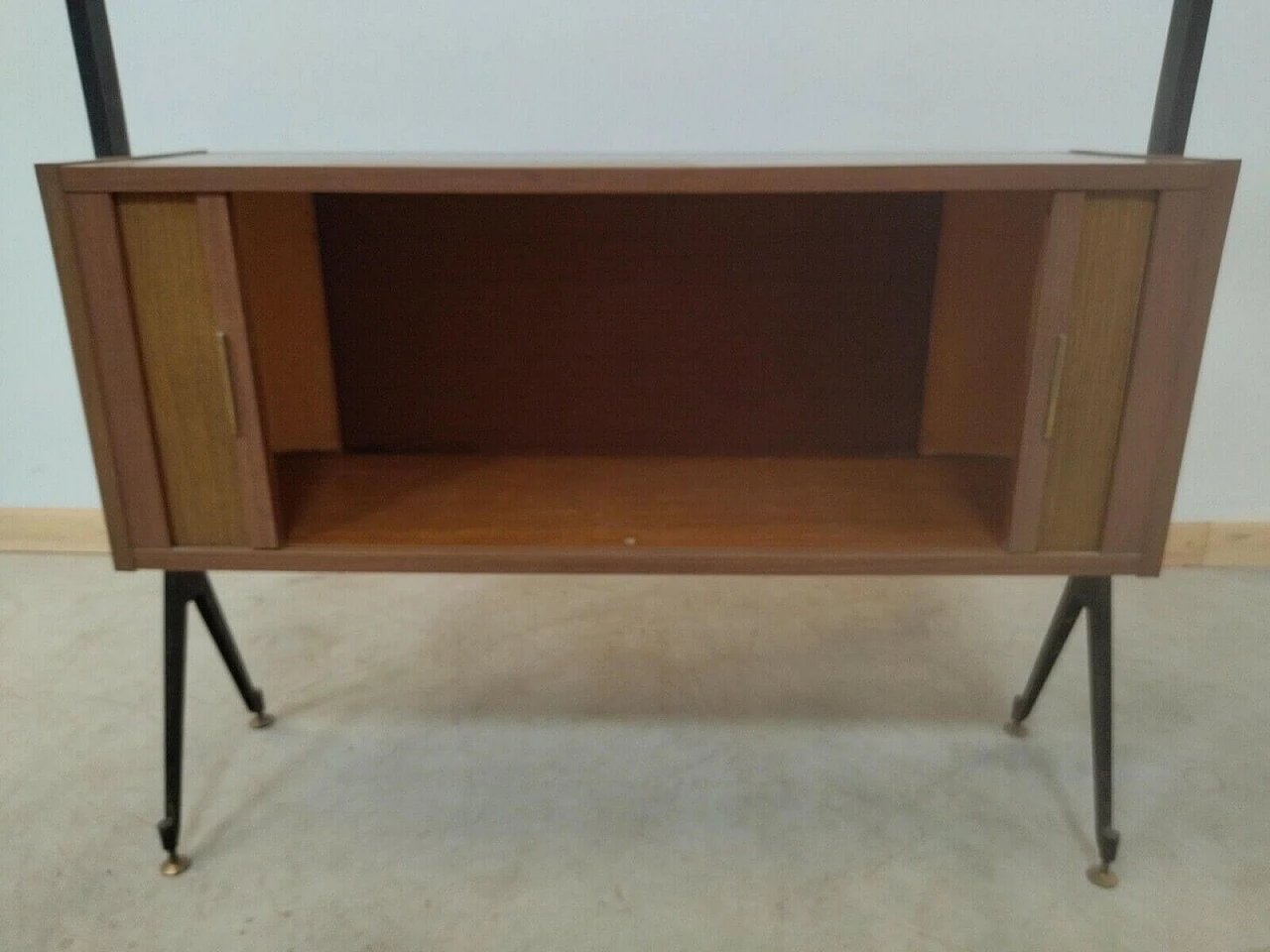 Wooden bookcase with shutter doors, 1950s 4