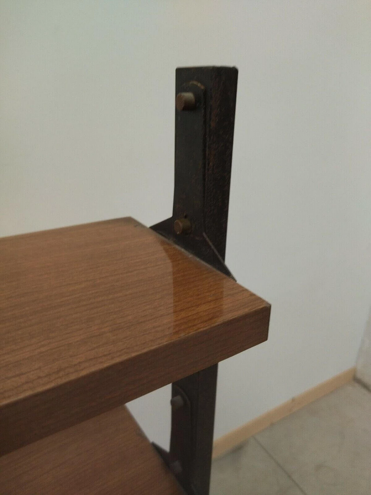 Wooden bookcase with shutter doors, 1950s 6