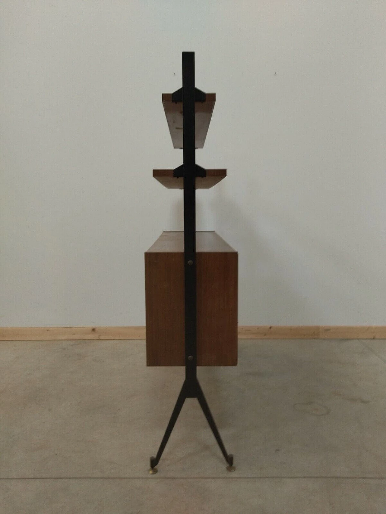 Wooden bookcase with shutter doors, 1950s 7