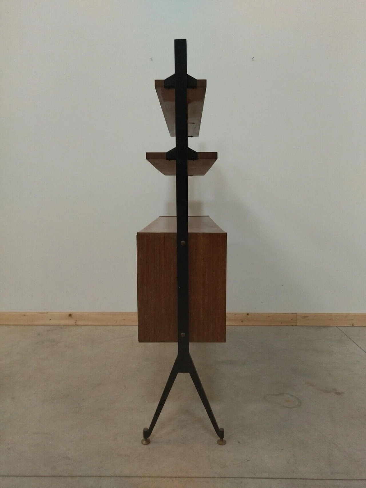 Wooden bookcase with shutter doors, 1950s 9