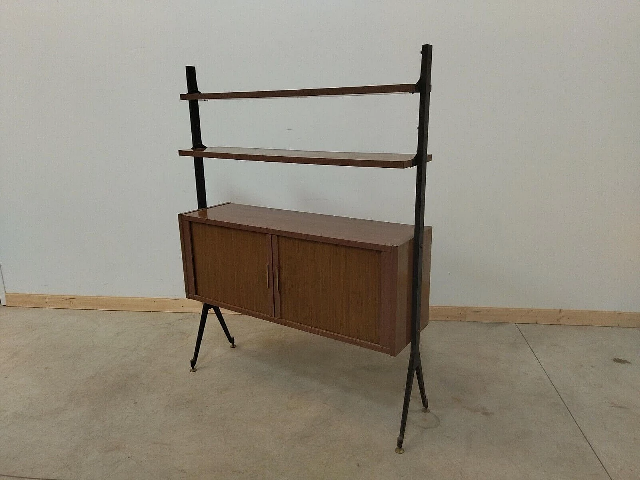 Wooden bookcase with shutter doors, 1950s 10