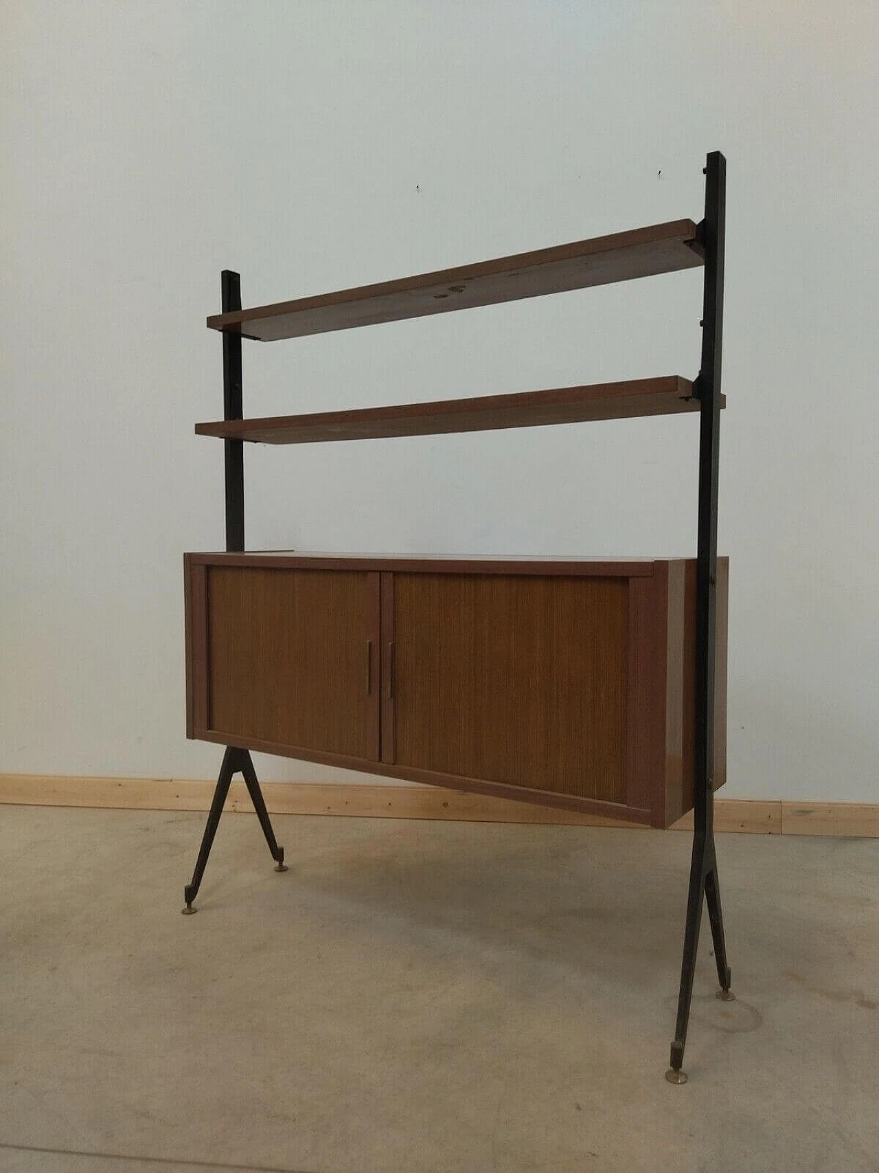 Wooden bookcase with shutter doors, 1950s 11