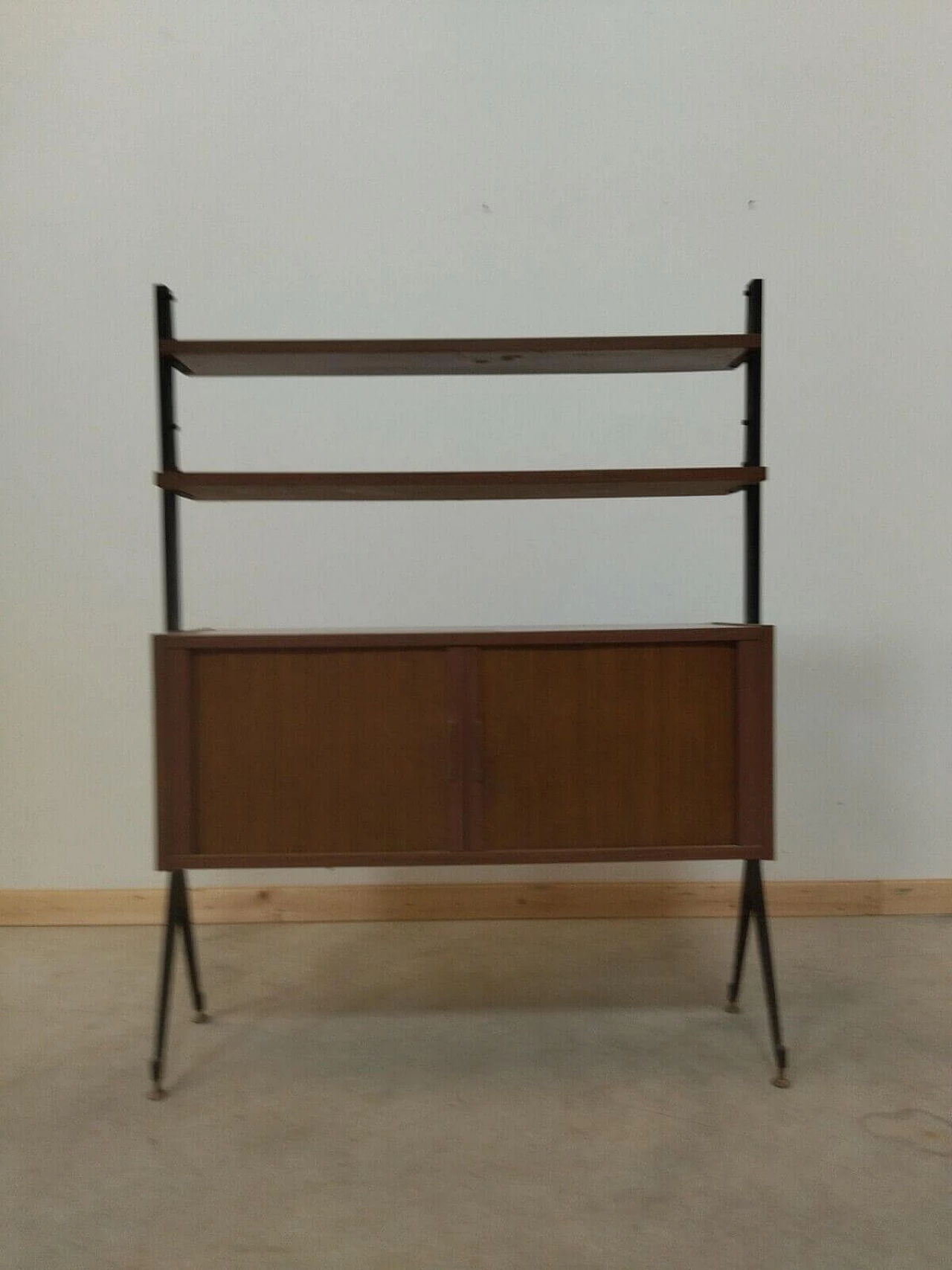 Wooden bookcase with shutter doors, 1950s 12