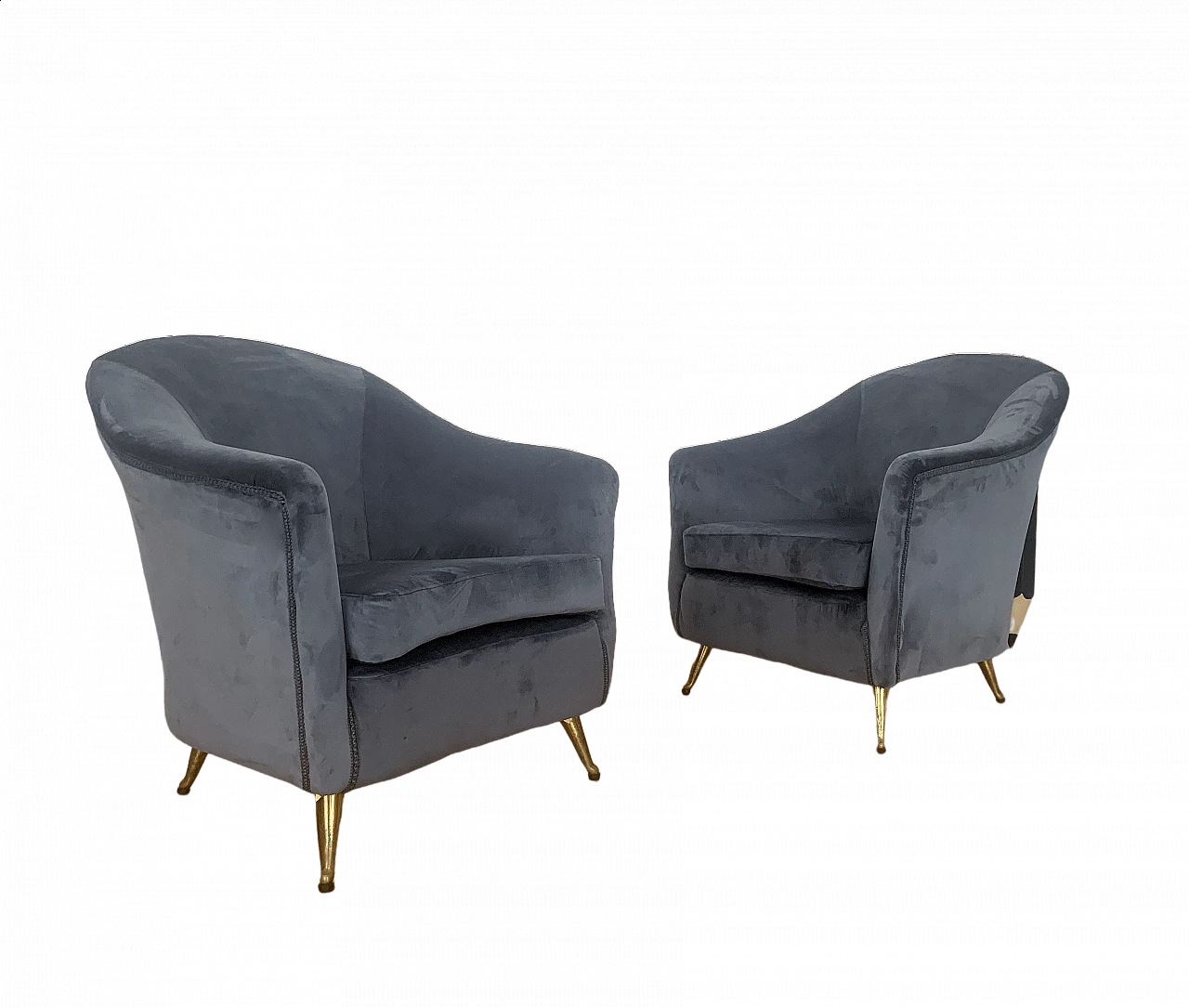 Pair of armchairs by Isa Bergamo with velvet upholstery, 1950s 9