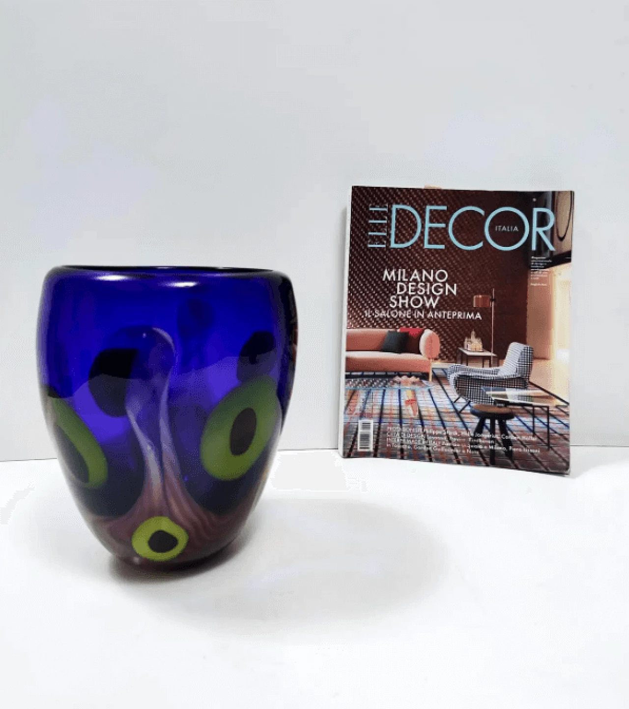 Blue and green Murano glass vase, 1980s 2