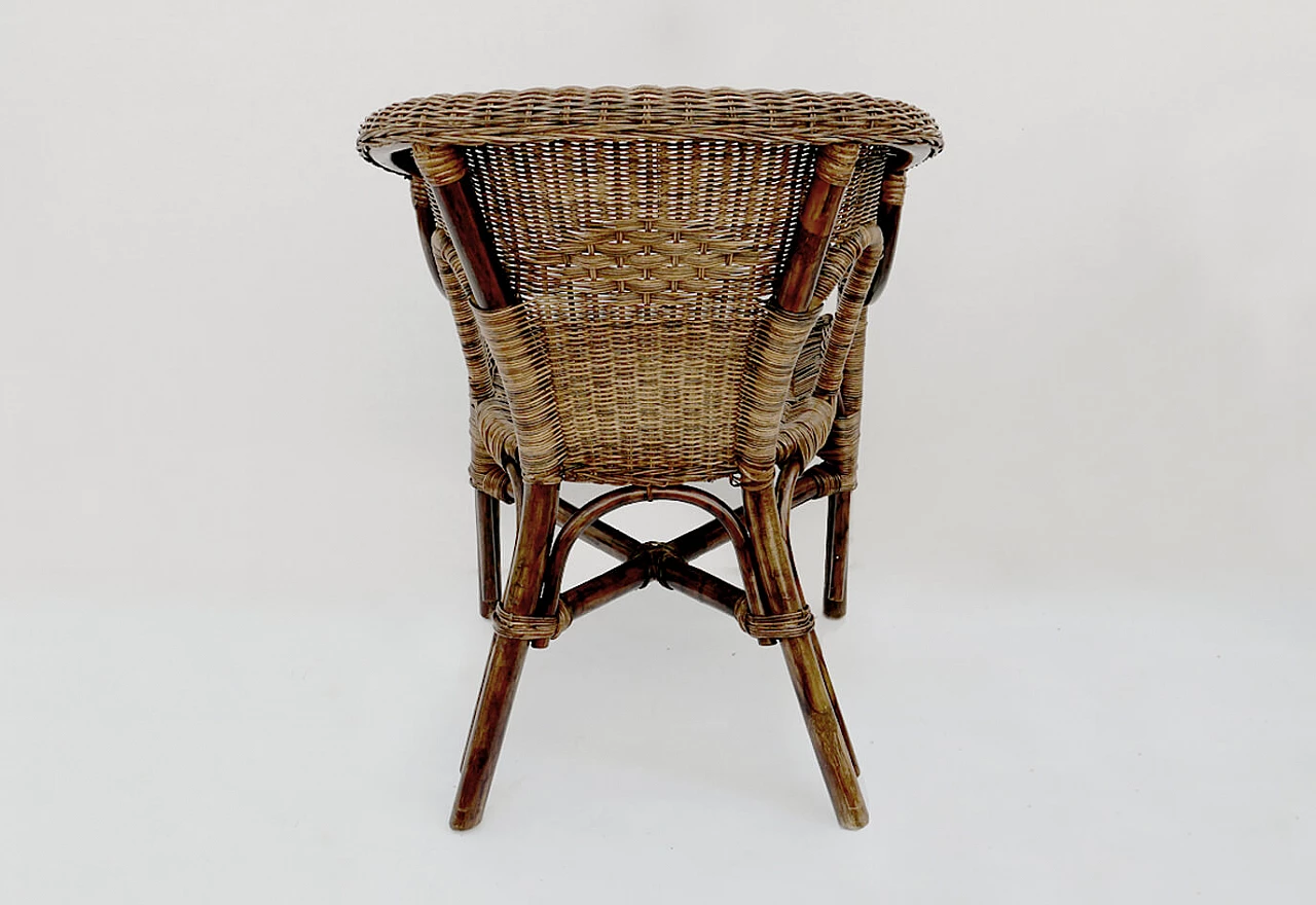Bamboo and wicker sofa and pair of armchairs, 1970s 4