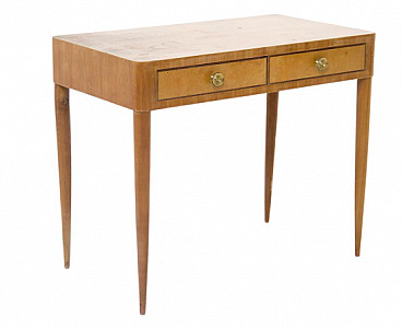 Wood and brass writing desk by Paolo Buffa, 1950s.