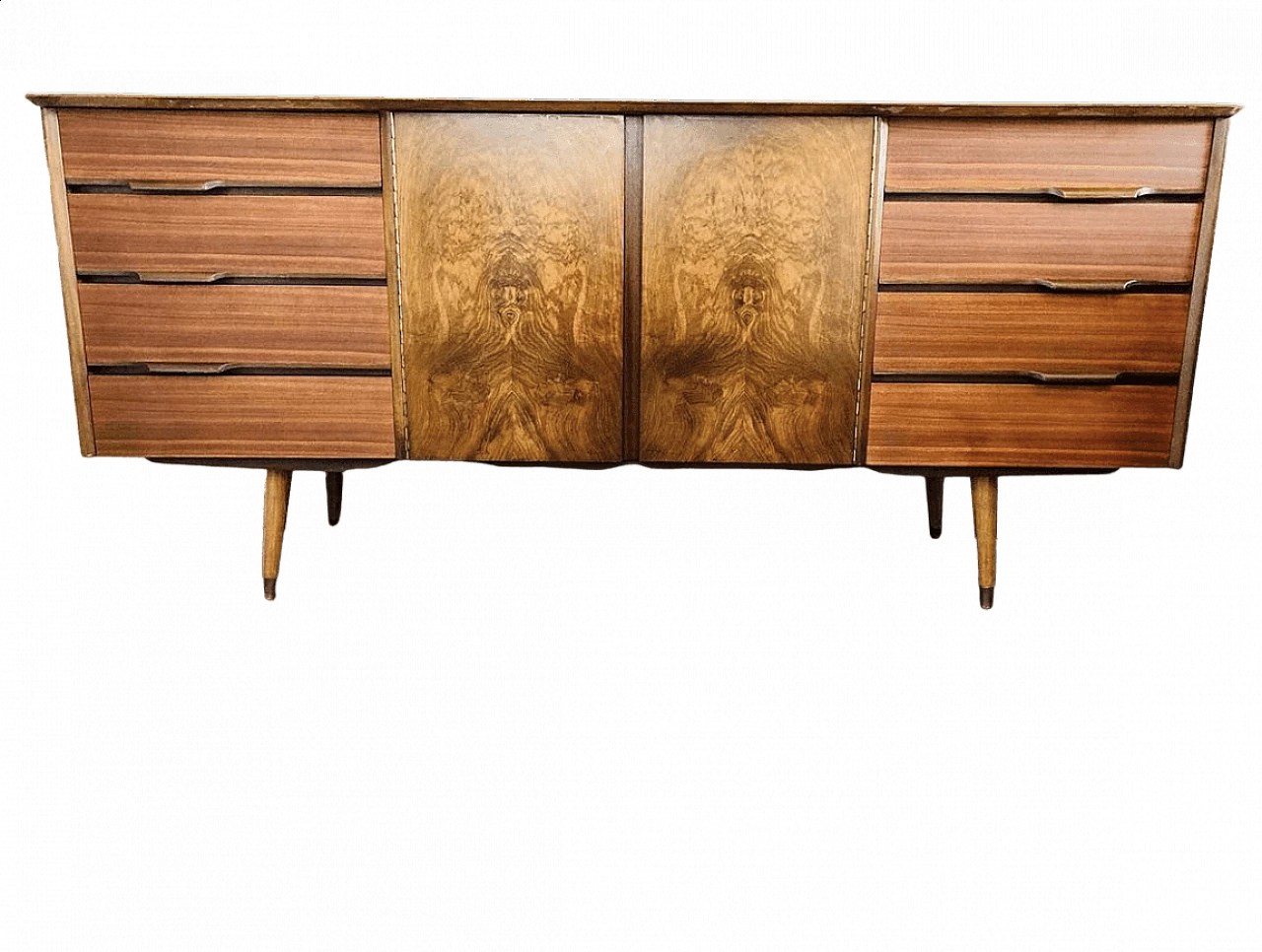 Teak sideboard with briarwood doors, 1950s 5