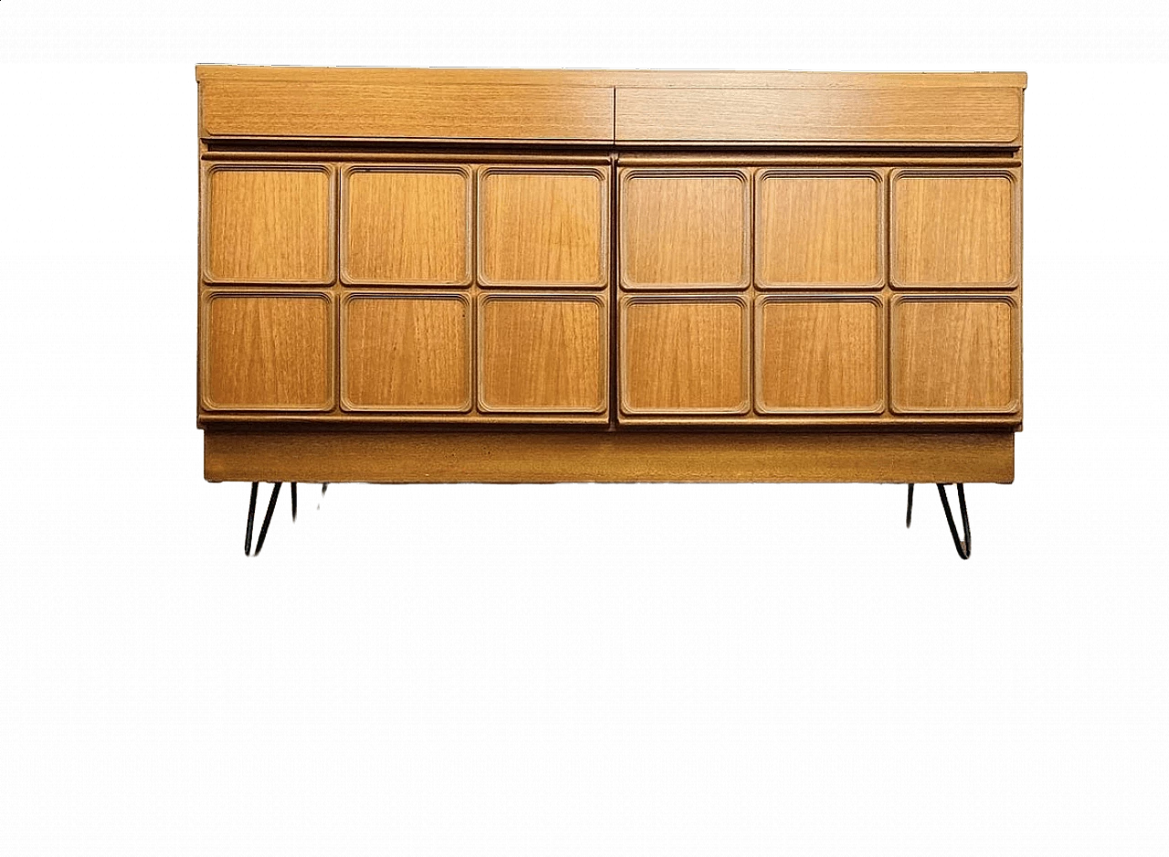 McIntosh sideboard in teak with embossed geometric patterns, 1950s 5