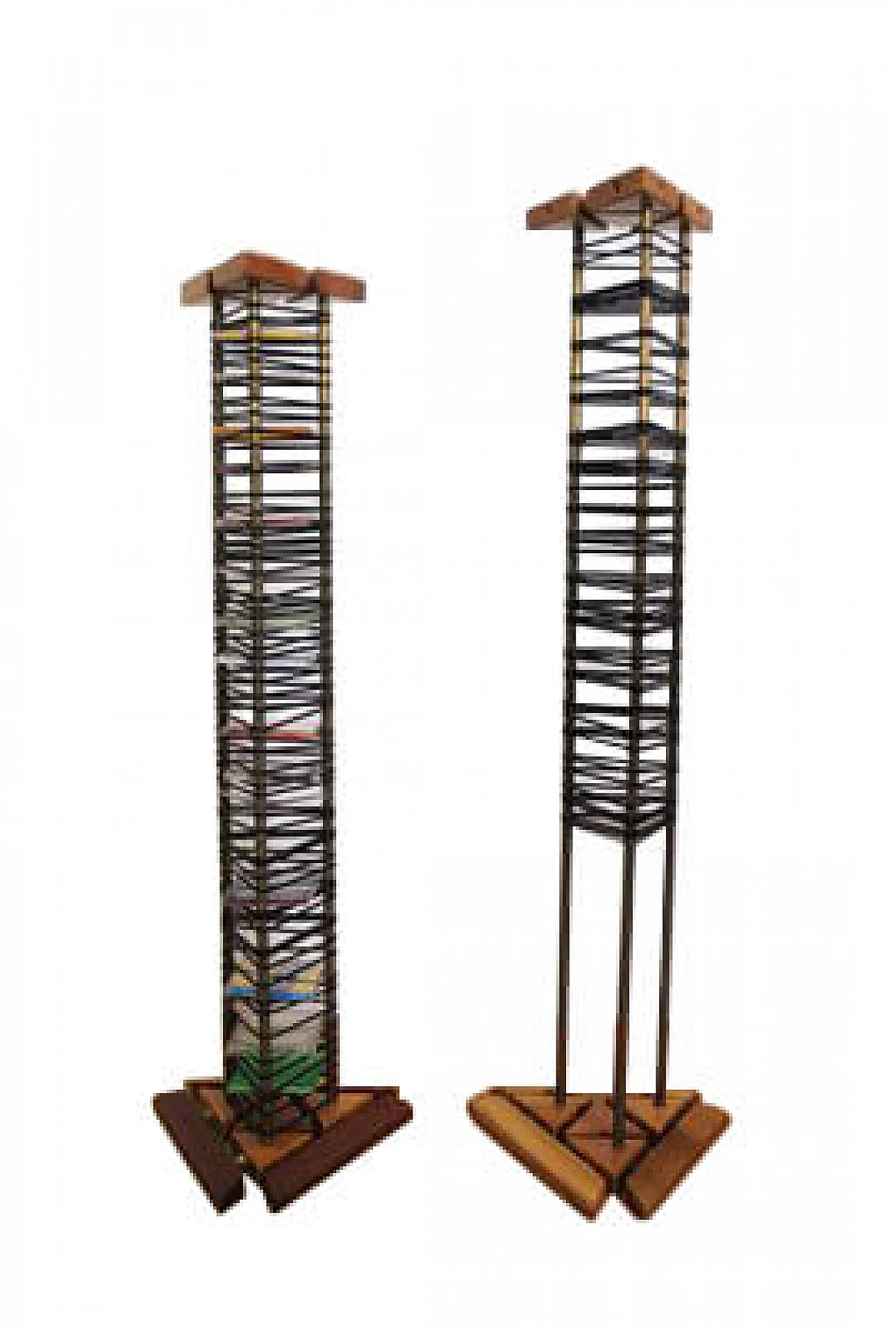 Pair of handmade CD rack columns, 1980s 1406693