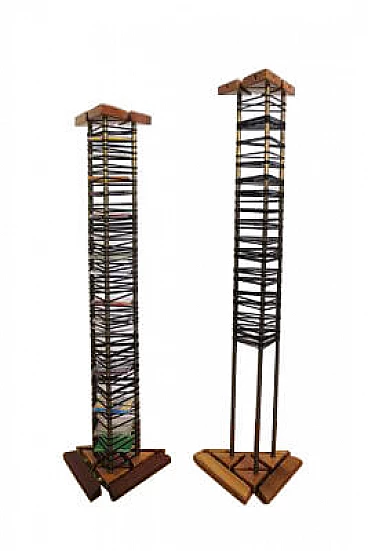 Pair of handmade CD rack columns, 1980s