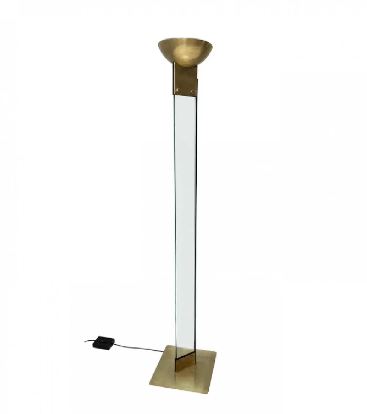 Floor lamp made of glass, brass and painted metal, 1980s 1