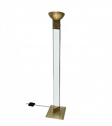 Floor lamp made of glass, brass and painted metal, 1980s