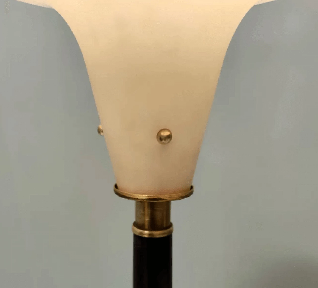 Floor lamp made of glass, wood and brass, 1950s 8