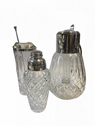 Glass and nickel silver cocktail service, 1960s