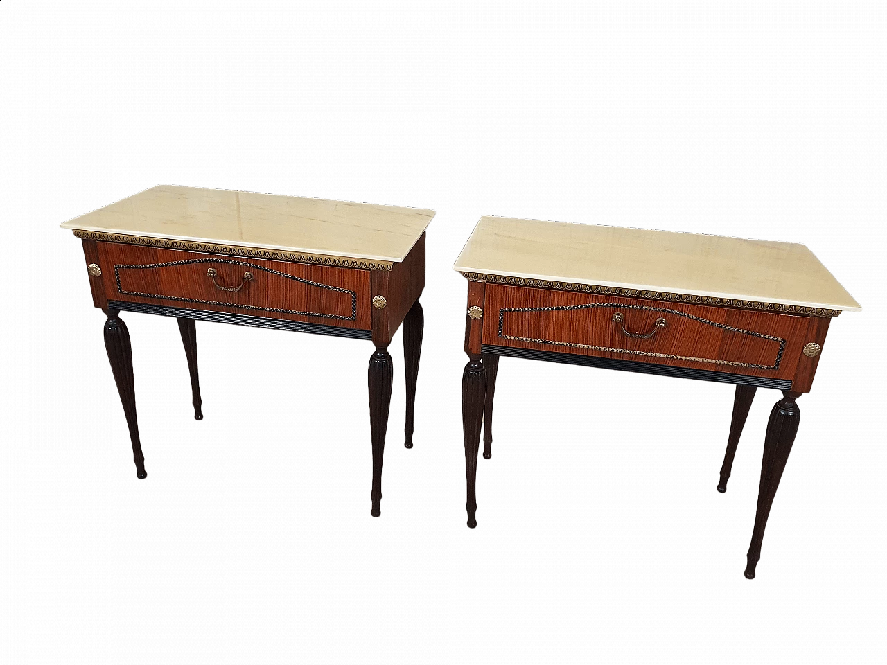 Coppia di comodini con piano in marmo, anni '50 45