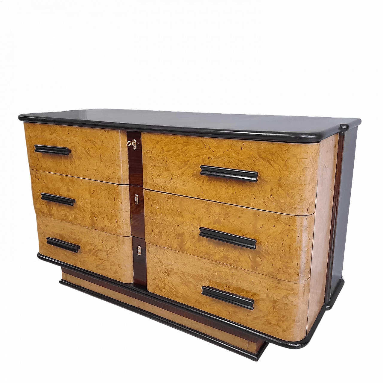 Cassettiera Art Deco in radica di tuya e palissandro, anni '30 11