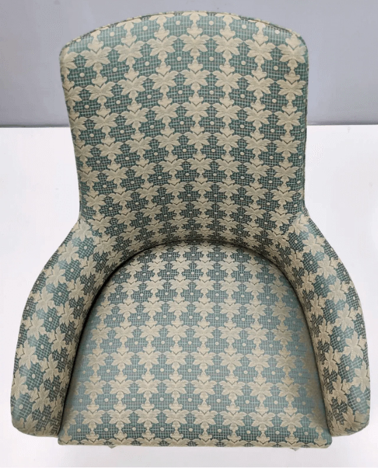 Pair of beech and green and beige fabric armchairs, 1960s 9
