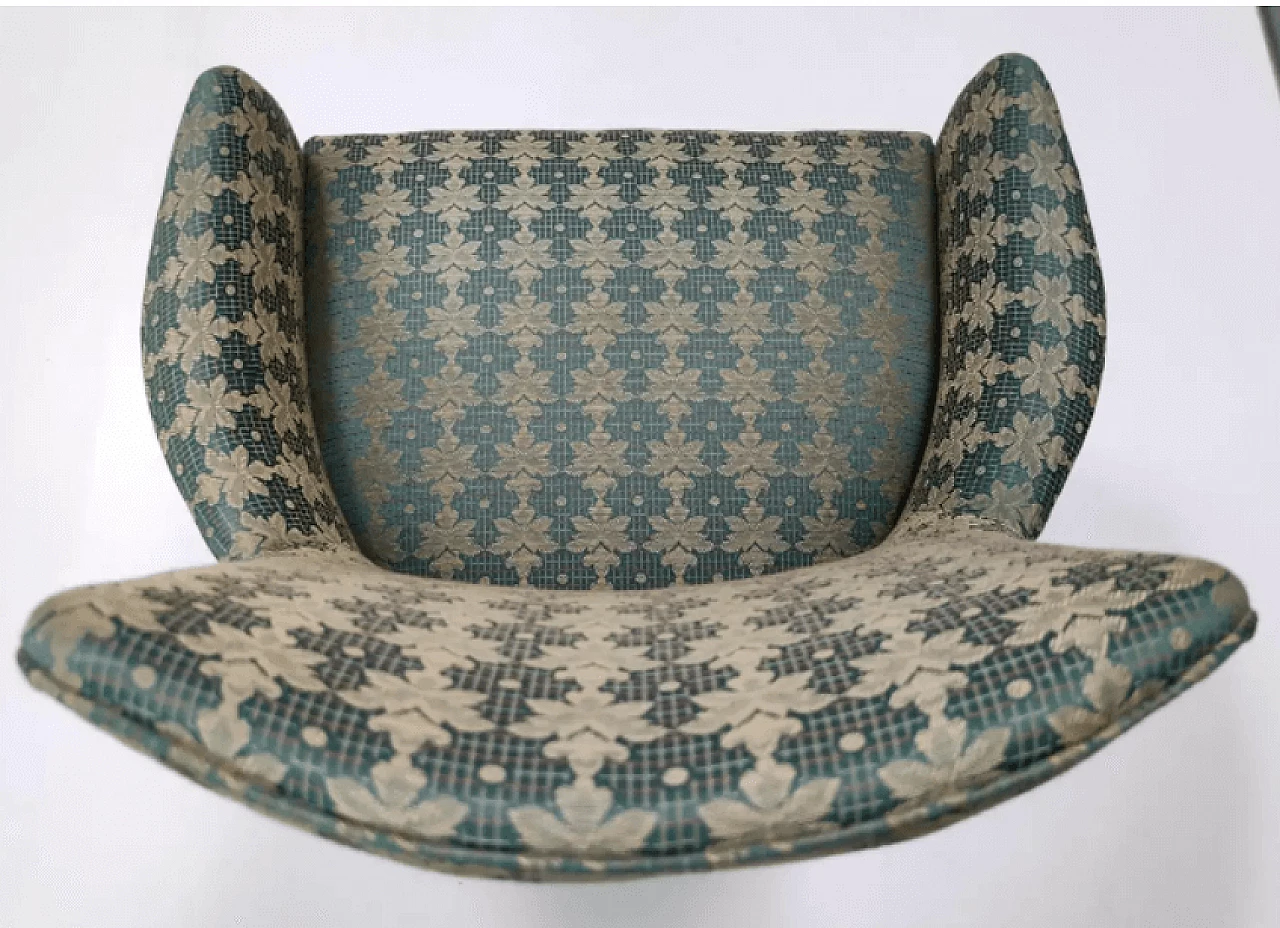 Pair of beech and green and beige fabric armchairs, 1960s 10