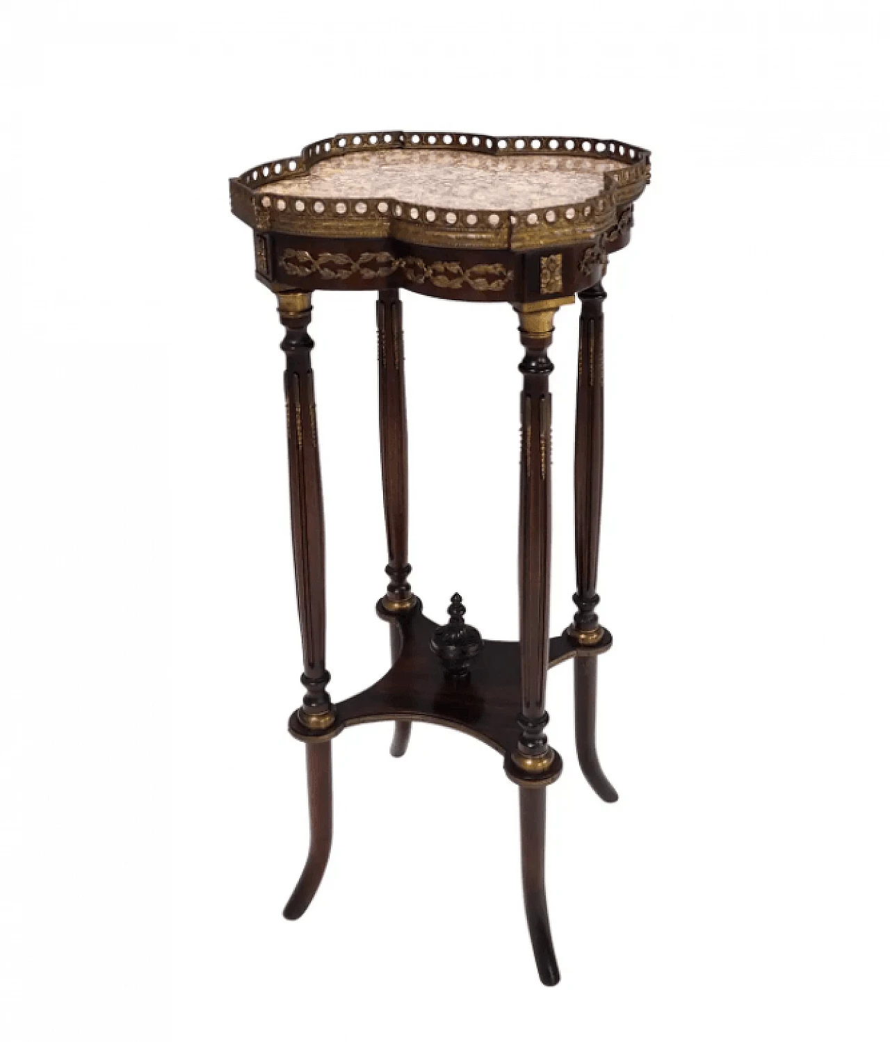 Gueridon in faggio ebanizzato con piano in marmo broccatello, anni '60 1