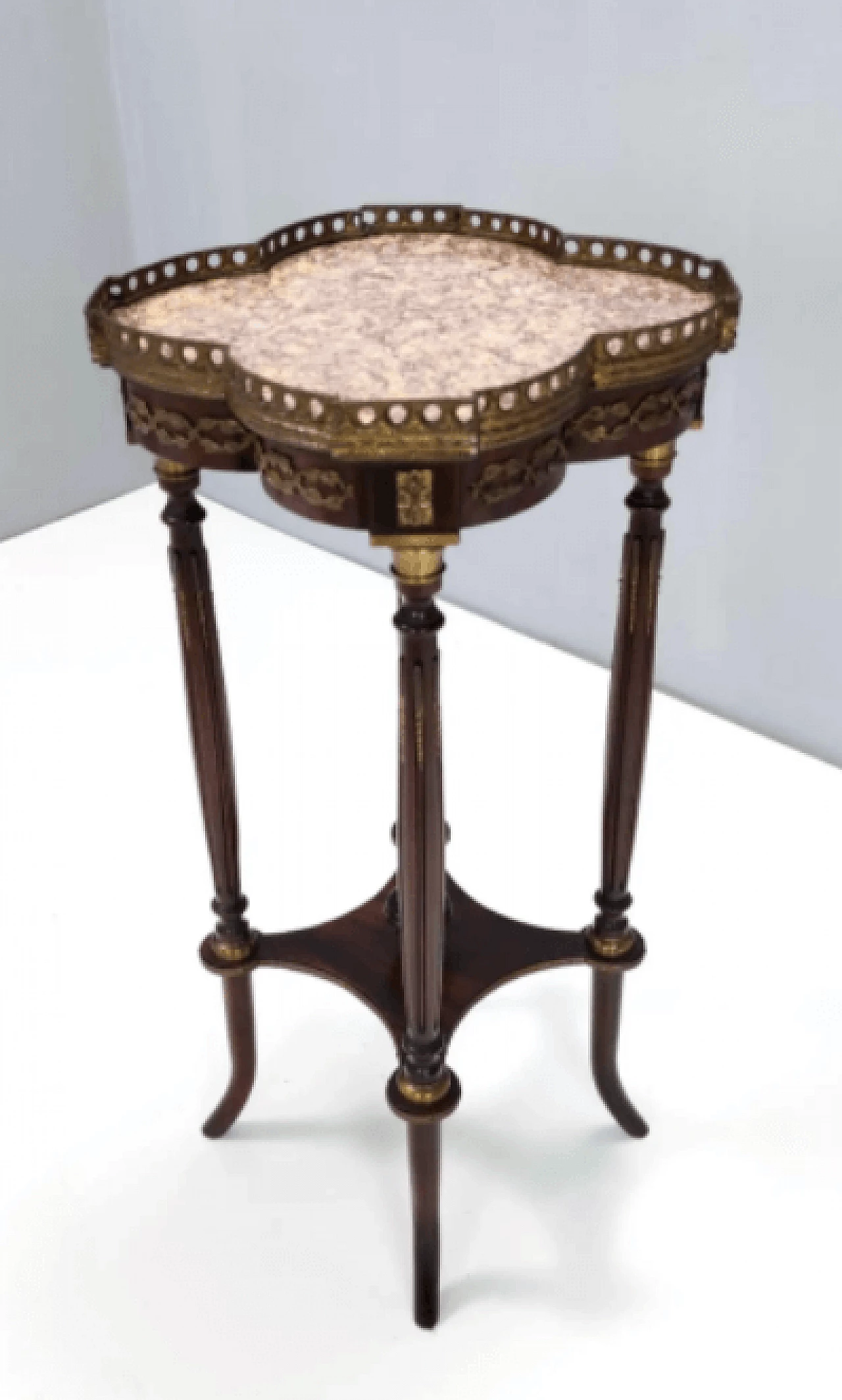 Gueridon in faggio ebanizzato con piano in marmo broccatello, anni '60 4