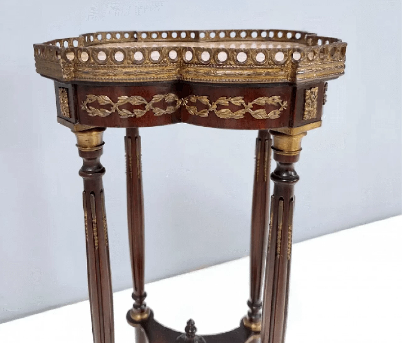 Gueridon in faggio ebanizzato con piano in marmo broccatello, anni '60 7