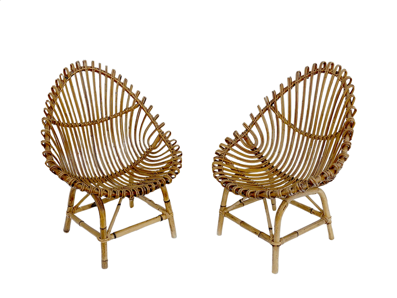 Pair of bamboo armchairs Bonacina style, 1960s 5