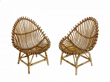 Pair of bamboo armchairs Bonacina style, 1960s