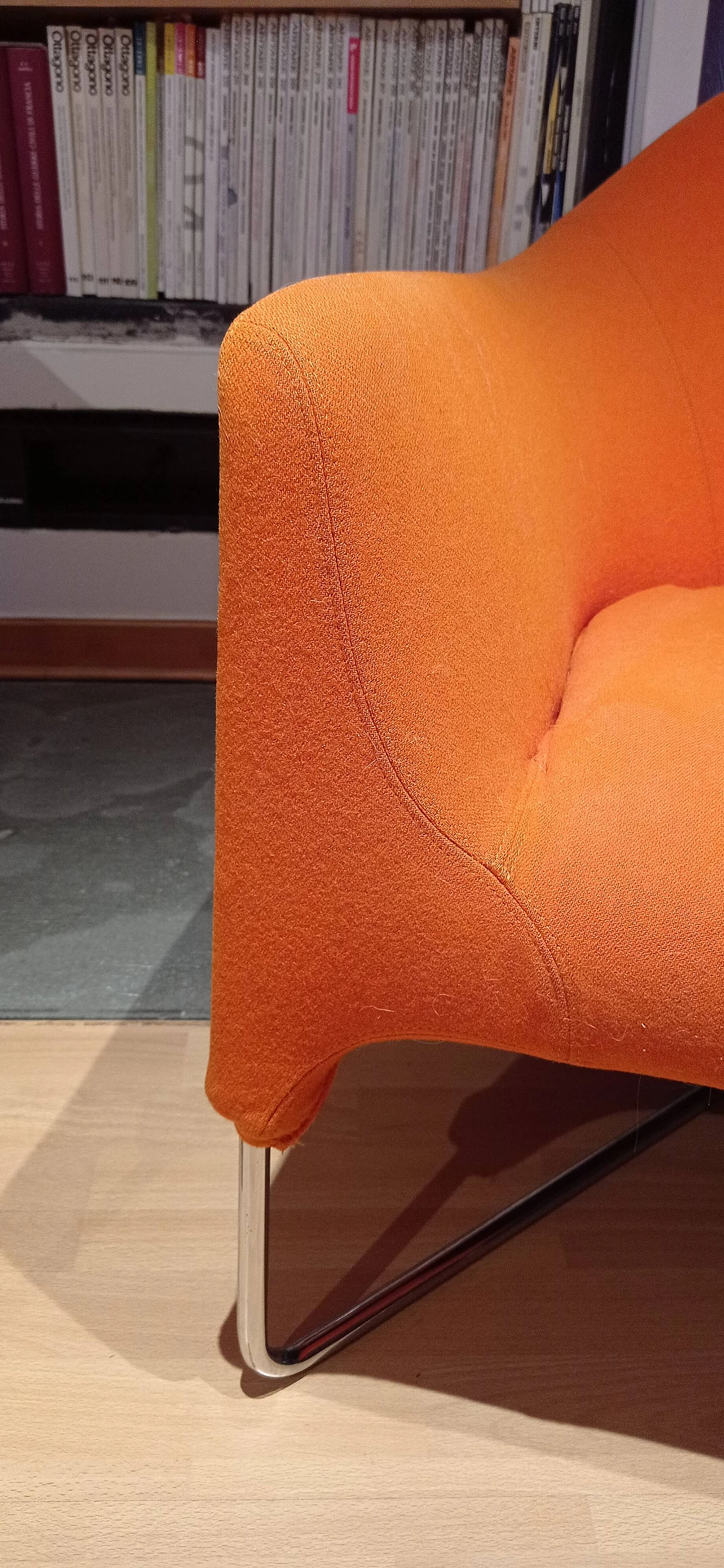 Pair of Bali armchairs by Carlo Colombo in orange fabric, 2000s 27