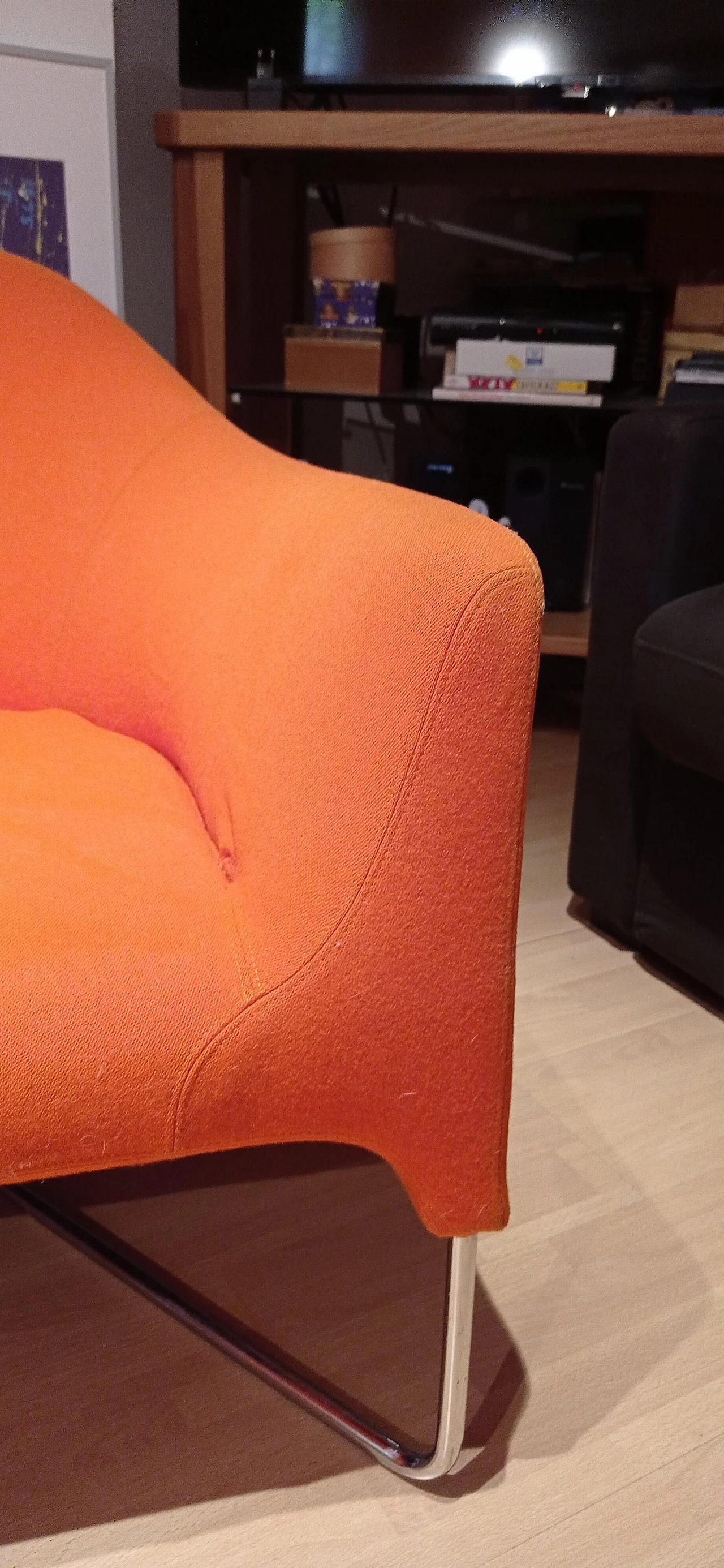Pair of Bali armchairs by Carlo Colombo in orange fabric, 2000s 28