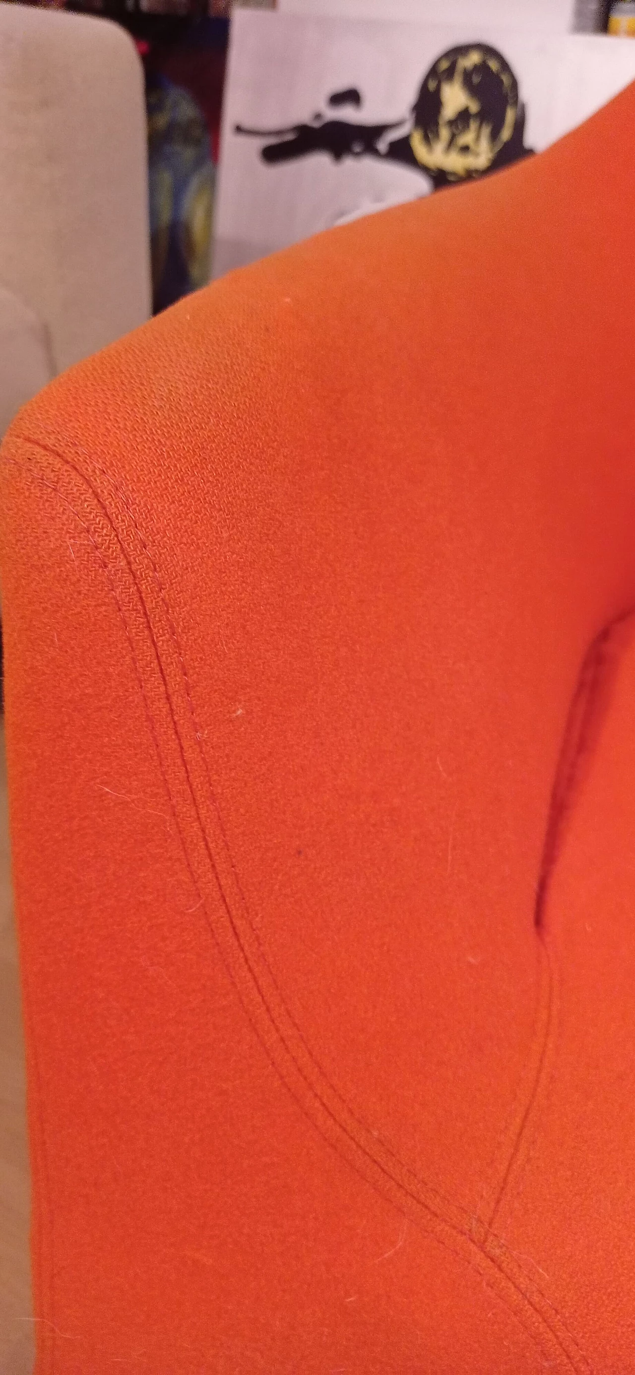 Pair of Bali armchairs by Carlo Colombo in orange fabric, 2000s 32