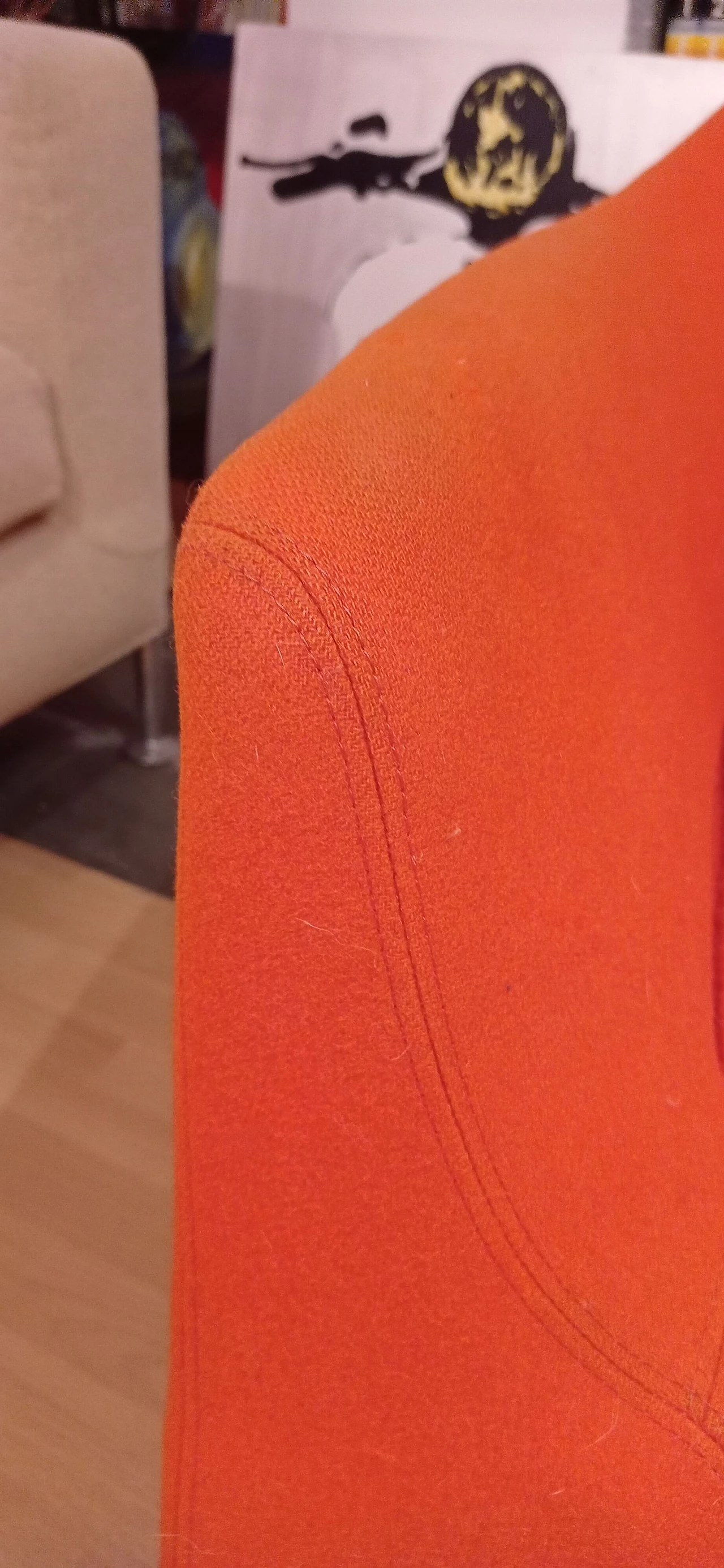 Pair of Bali armchairs by Carlo Colombo in orange fabric, 2000s 33