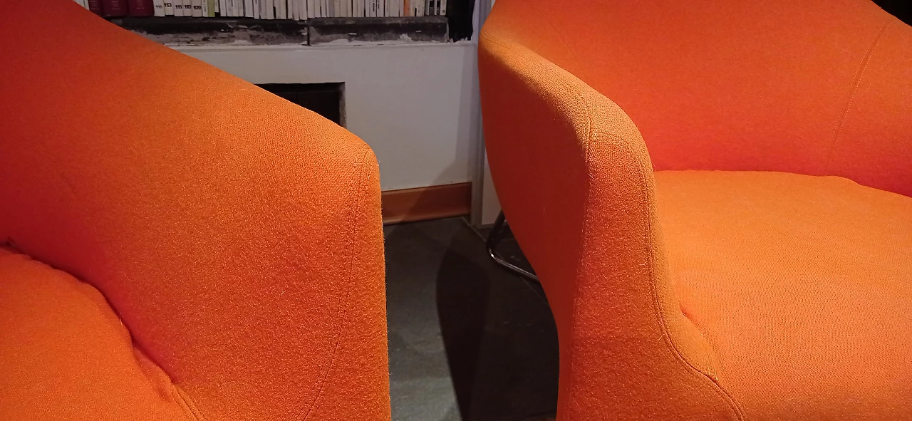 Pair of Bali armchairs by Carlo Colombo in orange fabric, 2000s 43