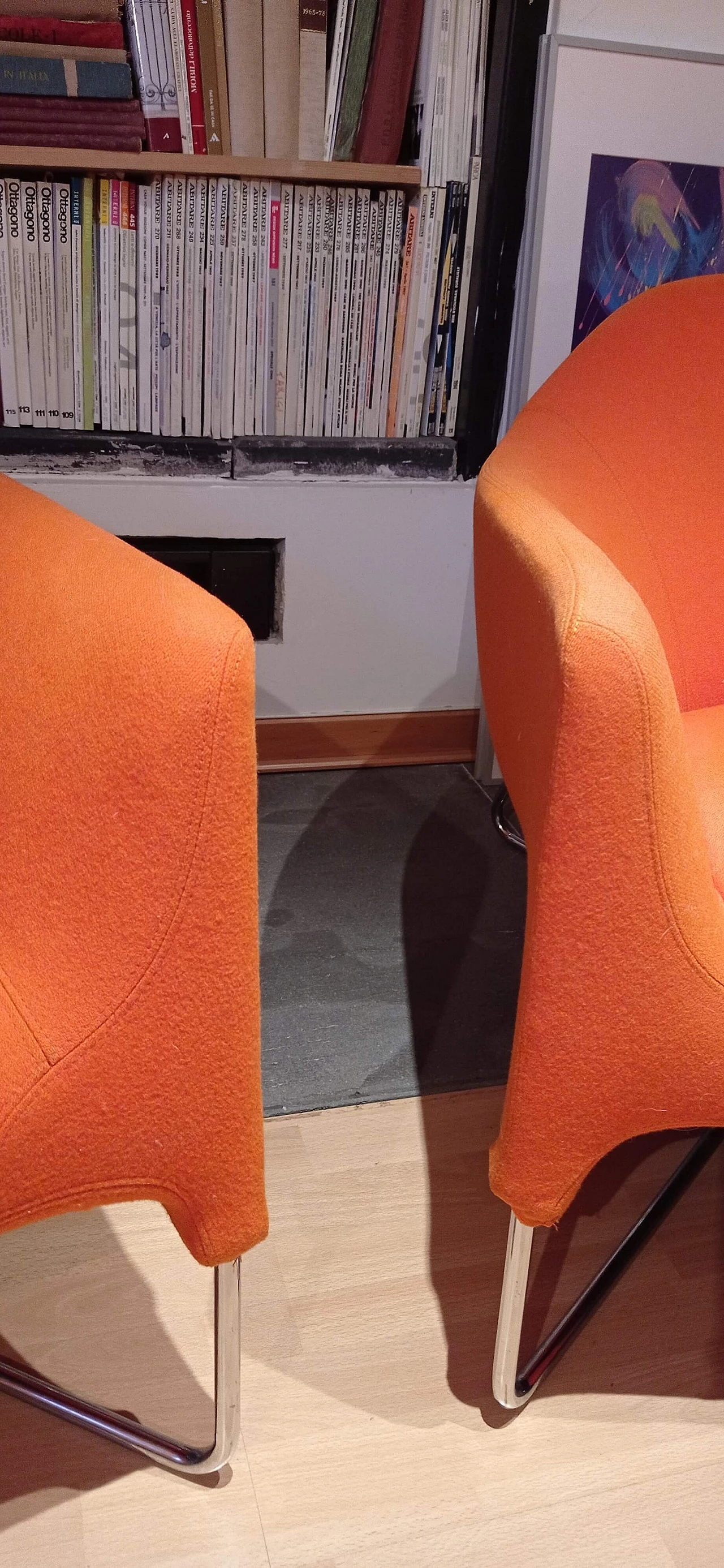 Pair of Bali armchairs by Carlo Colombo in orange fabric, 2000s 44