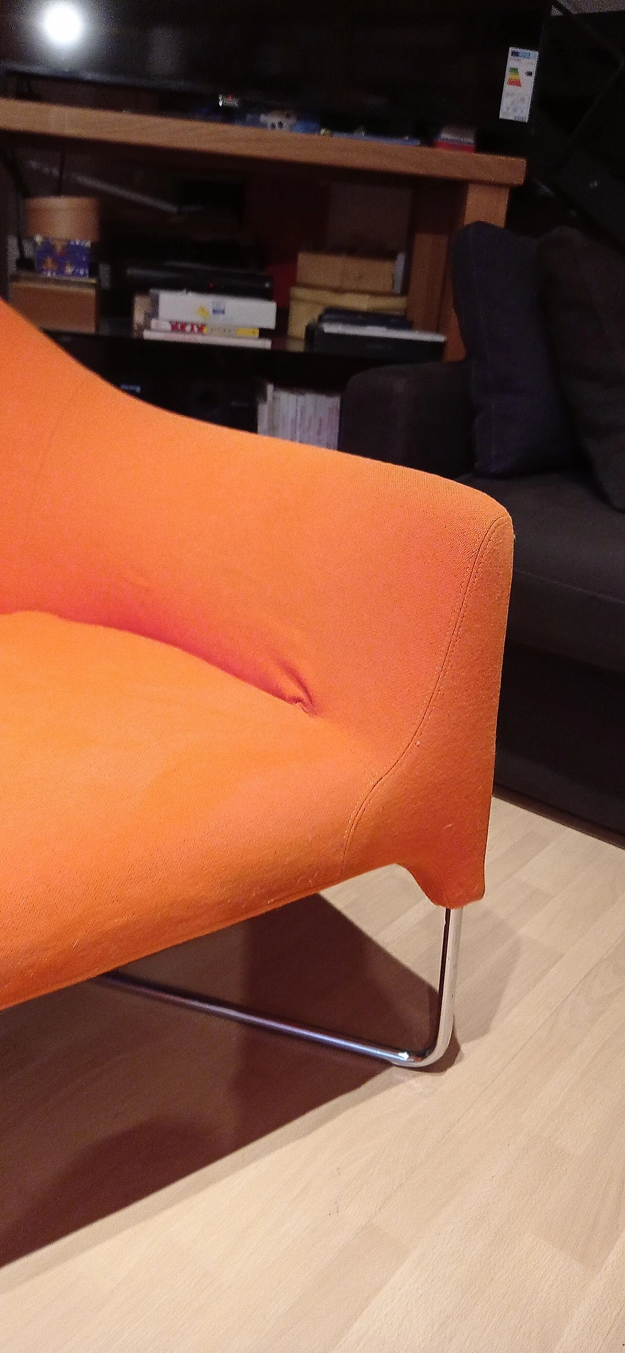 Pair of Bali armchairs by Carlo Colombo in orange fabric, 2000s 45