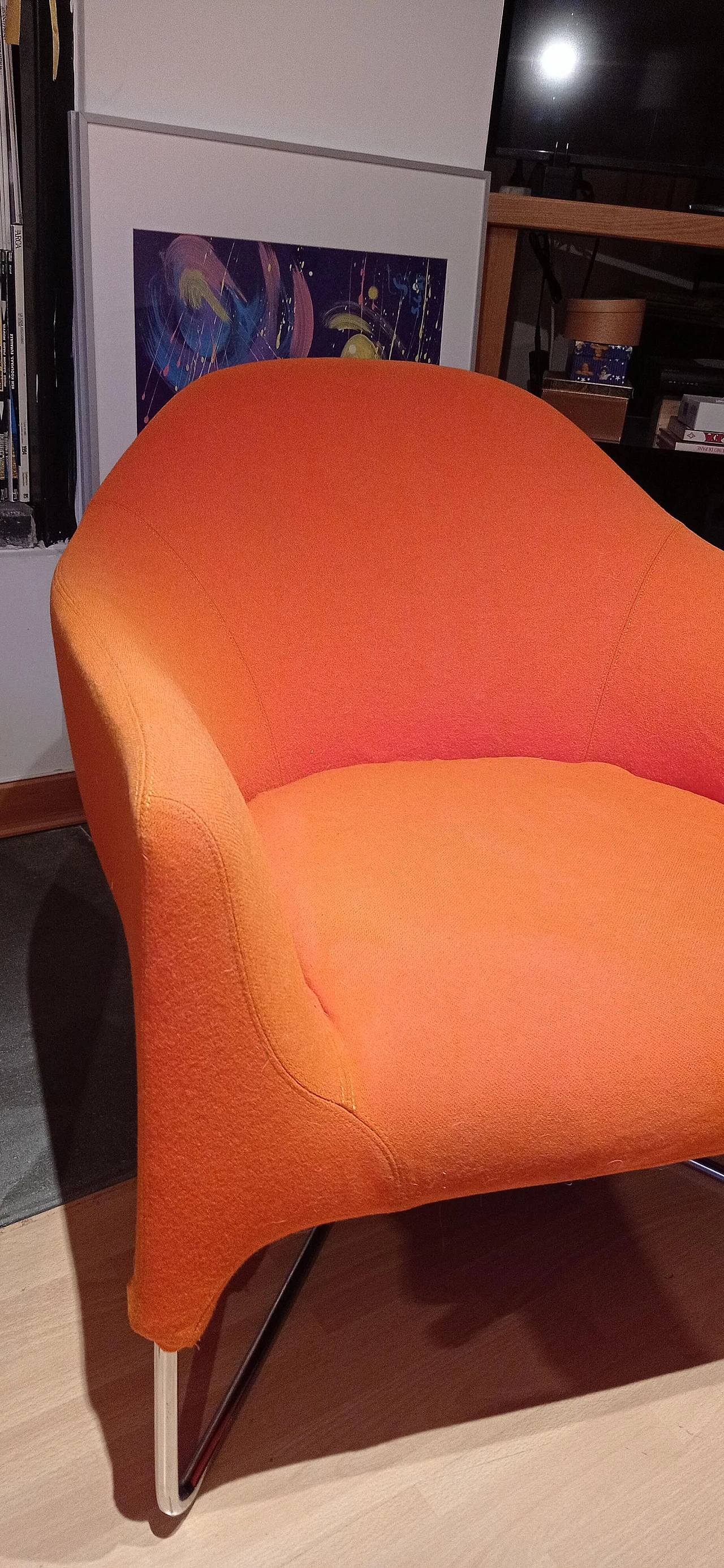 Pair of Bali armchairs by Carlo Colombo in orange fabric, 2000s 46