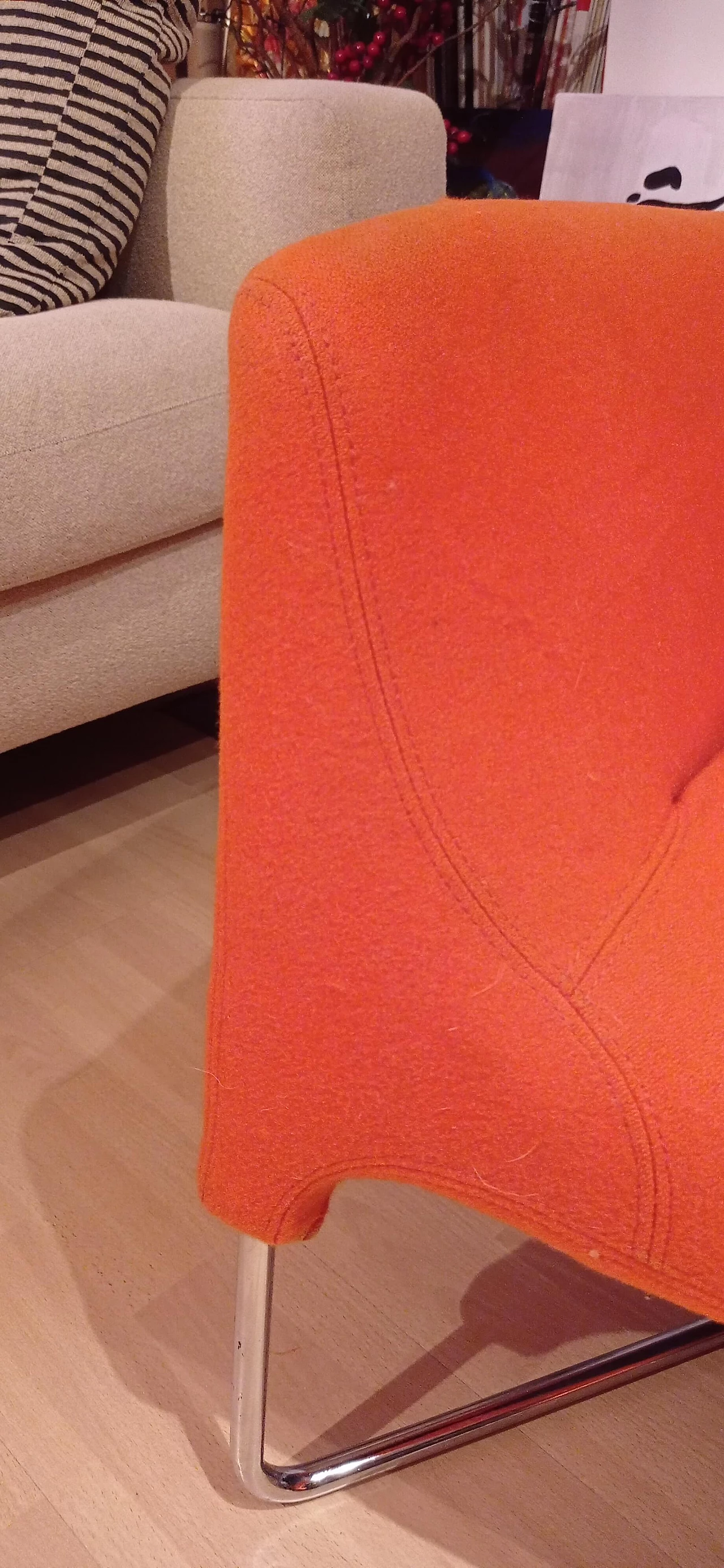 Pair of Bali armchairs by Carlo Colombo in orange fabric, 2000s 48