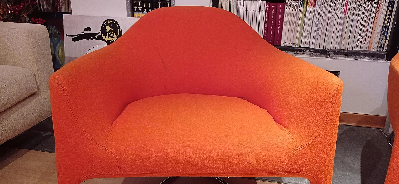 Pair of Bali armchairs by Carlo Colombo in orange fabric, 2000s 49