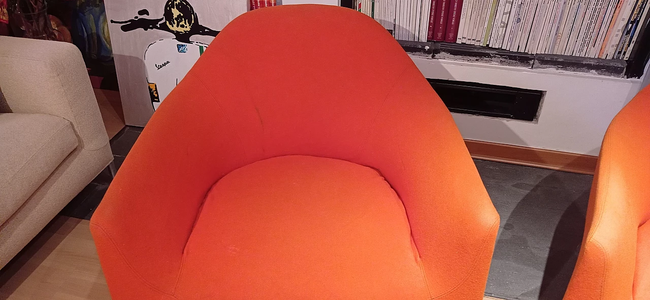 Pair of Bali armchairs by Carlo Colombo in orange fabric, 2000s 51